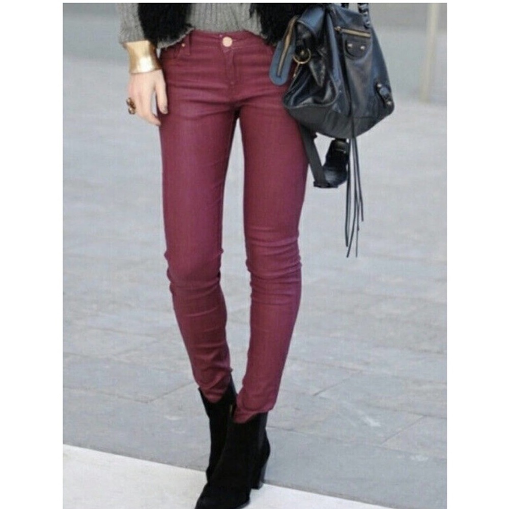 Cabi Bordeaux Skinny Jean Denim Pant Purple Wine Red 919 Sz 4 - Picture 3 of 7